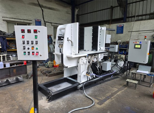 GDC machine with dual electrical control panels and automation interface during final quality inspection at Desire Hydraulics